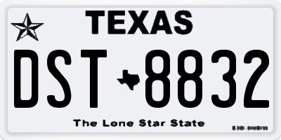 TX license plate DST8832