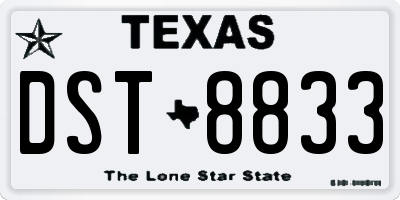 TX license plate DST8833