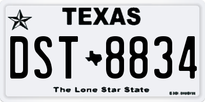 TX license plate DST8834