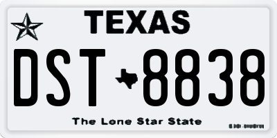 TX license plate DST8838