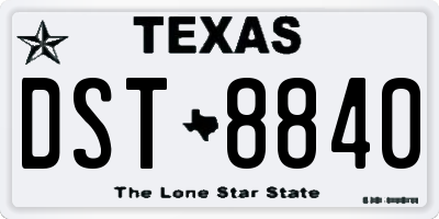 TX license plate DST8840