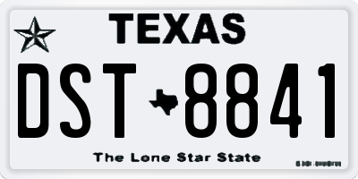 TX license plate DST8841