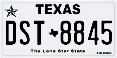 TX license plate DST8845