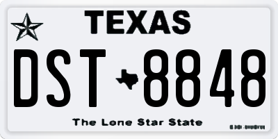 TX license plate DST8848