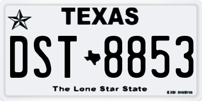 TX license plate DST8853