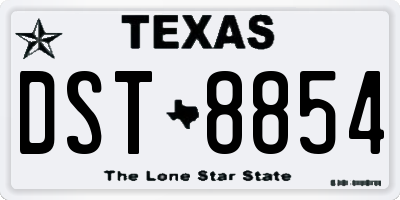 TX license plate DST8854