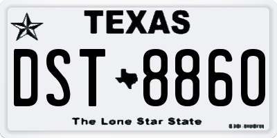 TX license plate DST8860