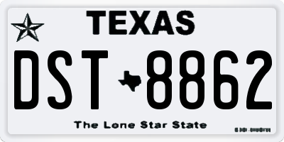 TX license plate DST8862