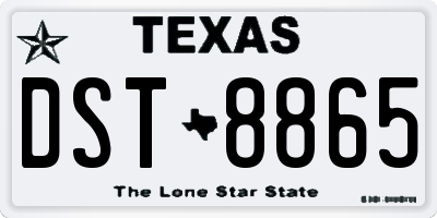 TX license plate DST8865