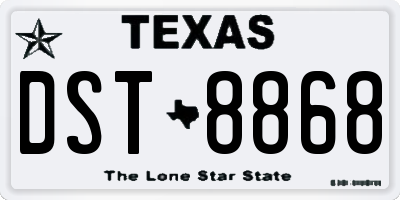 TX license plate DST8868