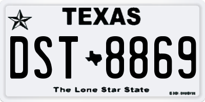 TX license plate DST8869