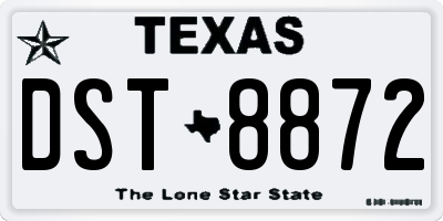 TX license plate DST8872