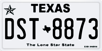 TX license plate DST8873