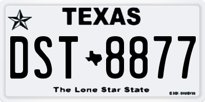 TX license plate DST8877