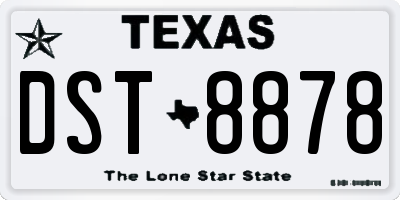 TX license plate DST8878