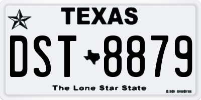 TX license plate DST8879