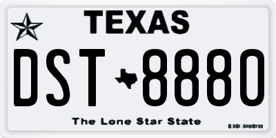 TX license plate DST8880