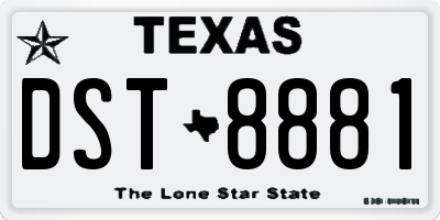 TX license plate DST8881
