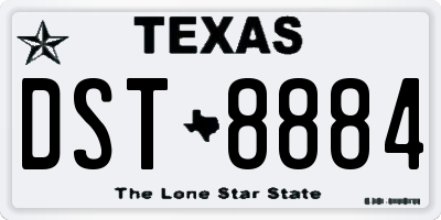TX license plate DST8884