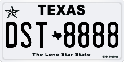 TX license plate DST8888