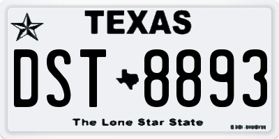 TX license plate DST8893
