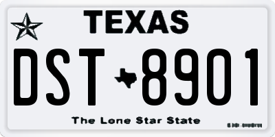 TX license plate DST8901