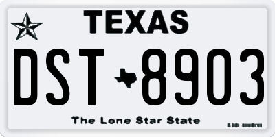 TX license plate DST8903