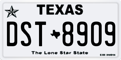 TX license plate DST8909