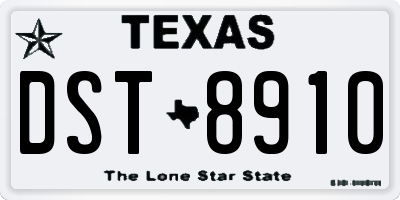 TX license plate DST8910