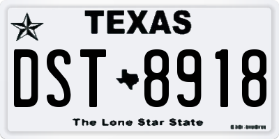 TX license plate DST8918