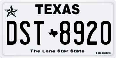 TX license plate DST8920