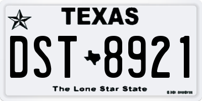 TX license plate DST8921