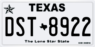 TX license plate DST8922
