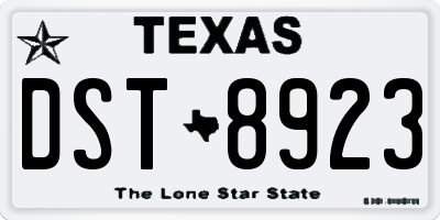 TX license plate DST8923