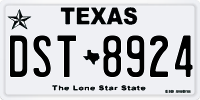 TX license plate DST8924
