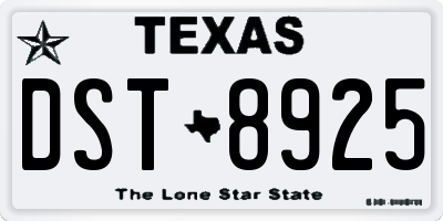 TX license plate DST8925