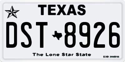 TX license plate DST8926