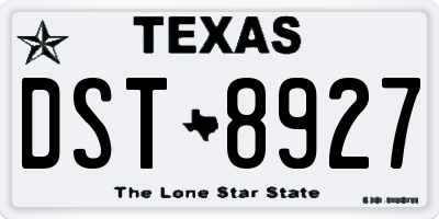 TX license plate DST8927