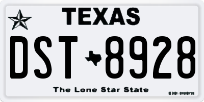 TX license plate DST8928