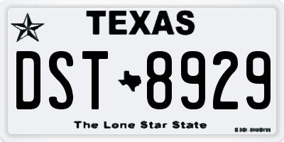 TX license plate DST8929