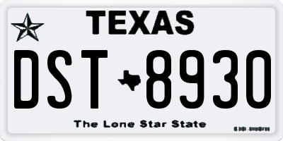 TX license plate DST8930