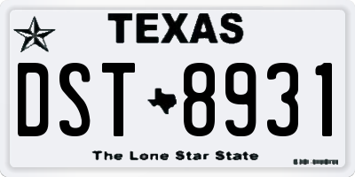 TX license plate DST8931
