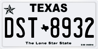 TX license plate DST8932