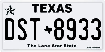TX license plate DST8933