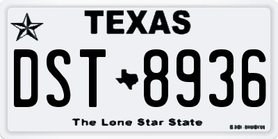 TX license plate DST8936