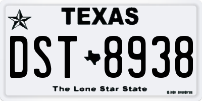 TX license plate DST8938
