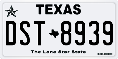 TX license plate DST8939