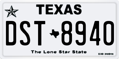TX license plate DST8940