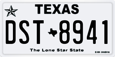 TX license plate DST8941
