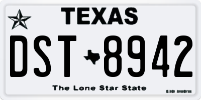 TX license plate DST8942